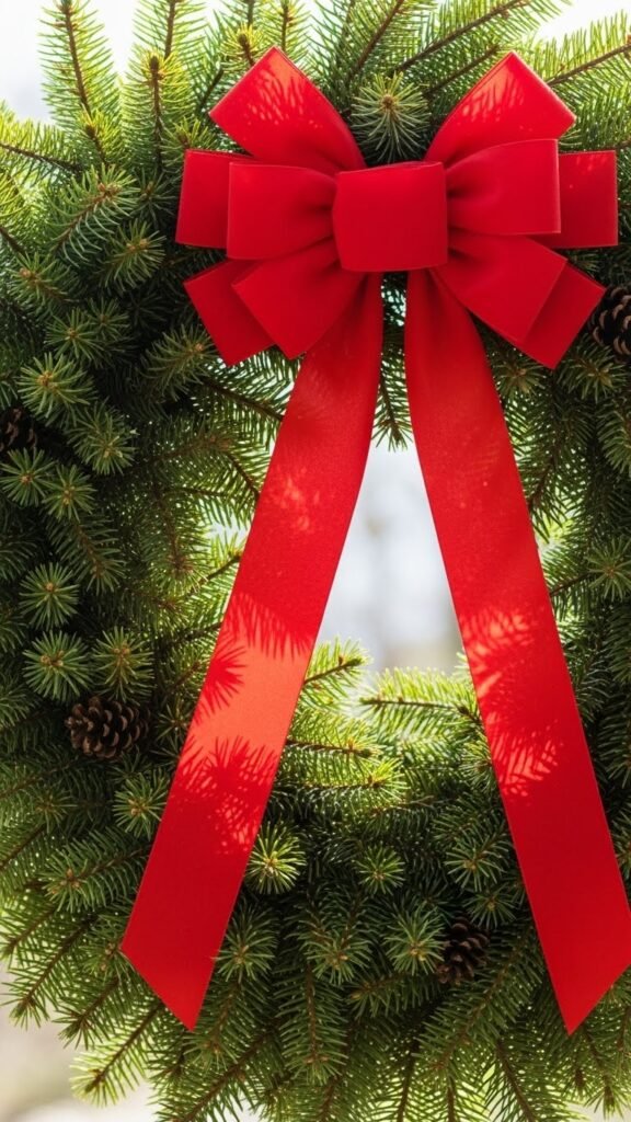Bright Red Bow Wreath