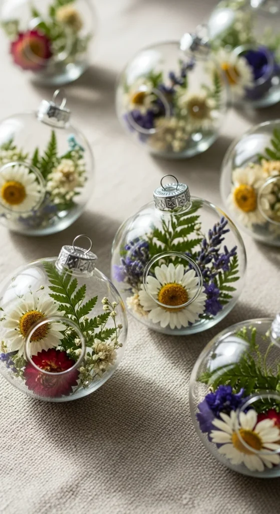 Pressed Flower Clear Baubles