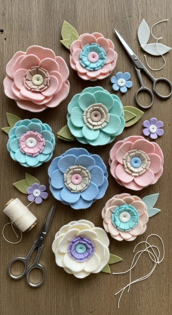 Felt Layered Floral Ornaments