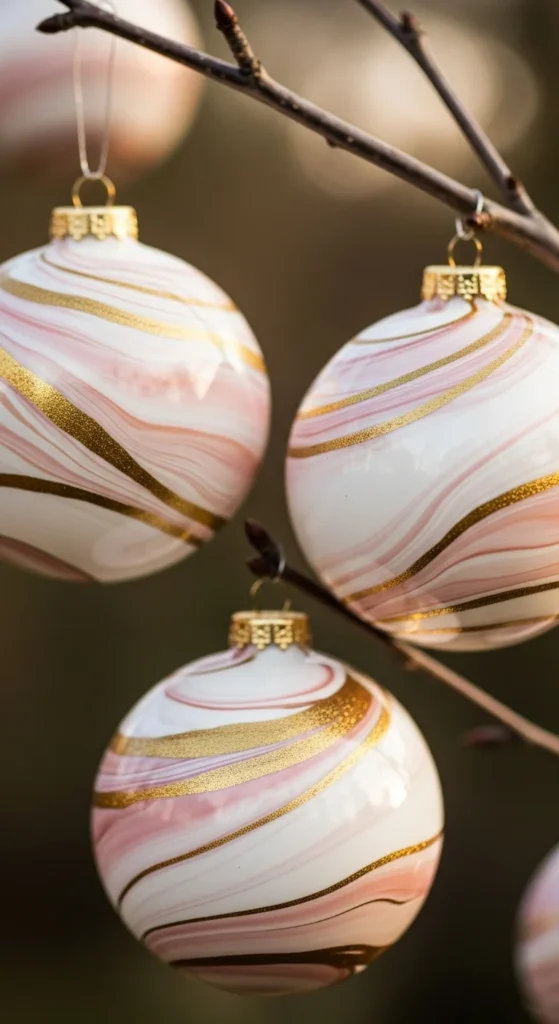 Hand-Painted Marble Glass Ornaments