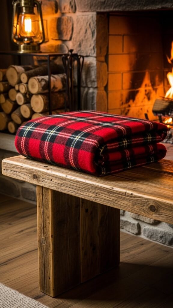  Classic Red Cabin Plaid Throw