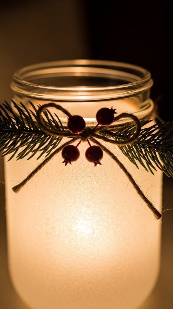 Frosted Evergreen Glow Jar