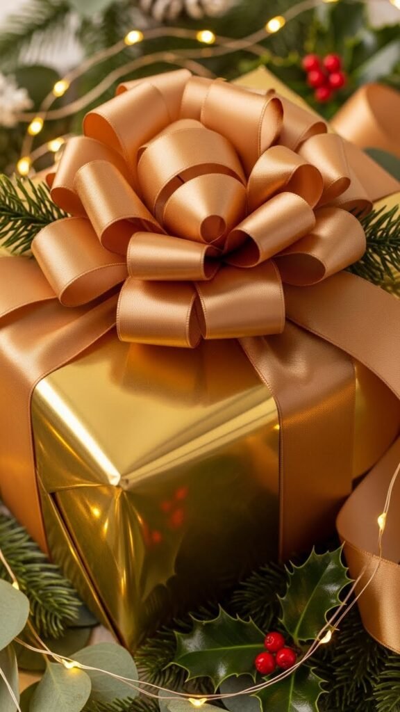 Gold Foil Paper With Satin Ribbon