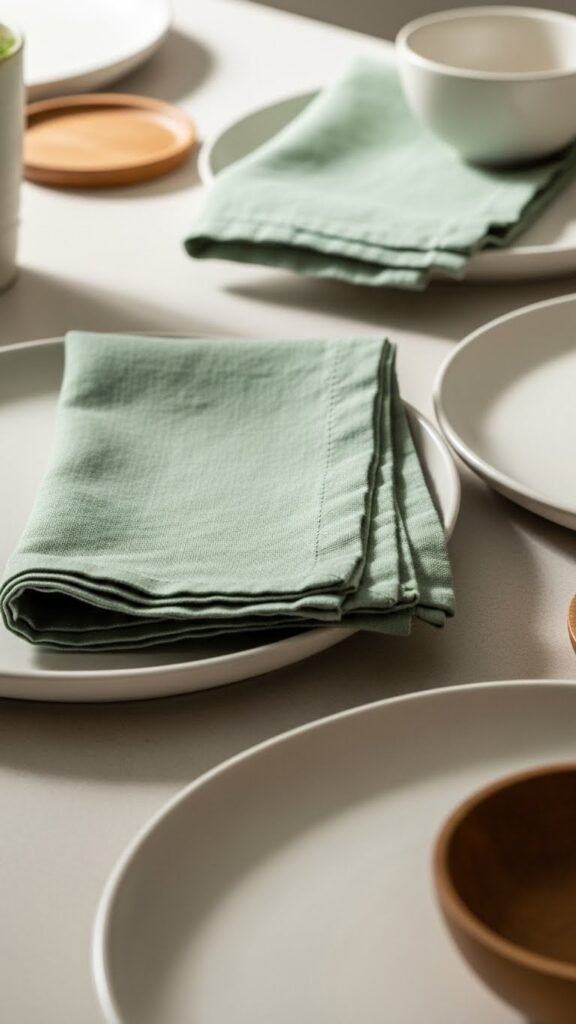 Sage Green Linen Napkin Fold