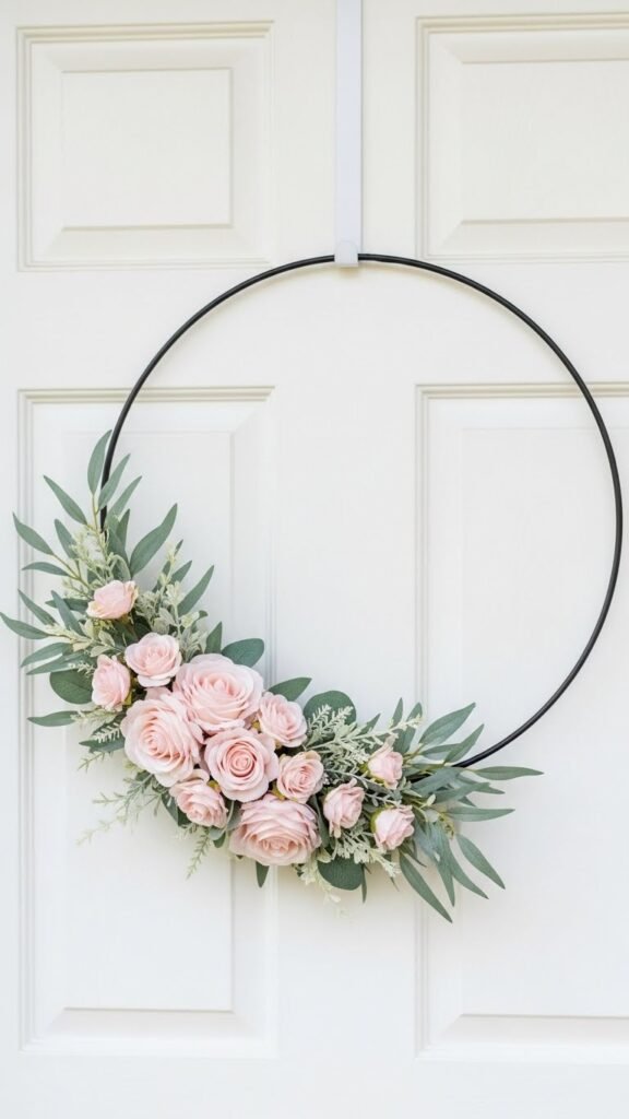 Soft Blush Rose Hoop Wreath