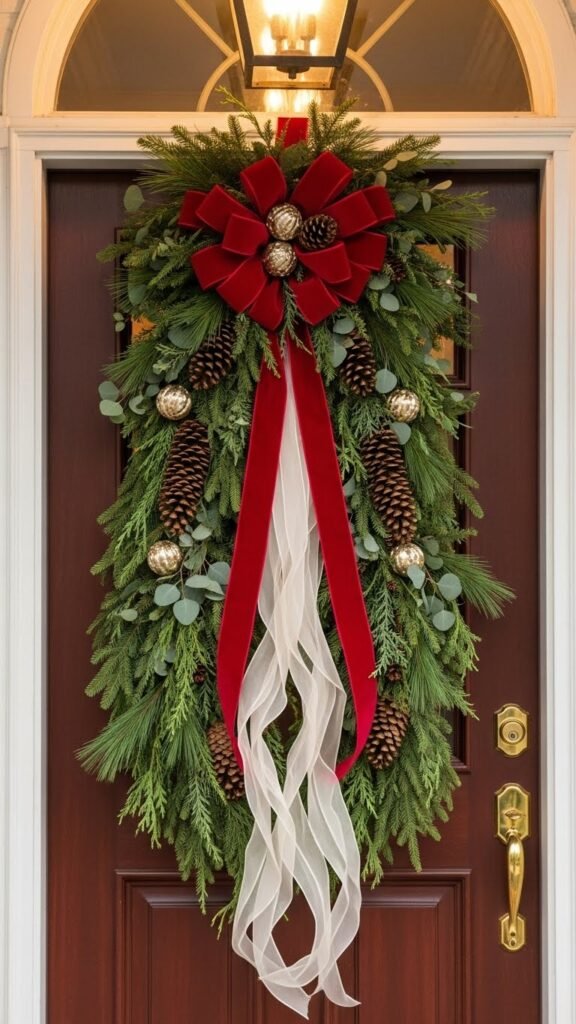  Christmas Ribbon Door Swag