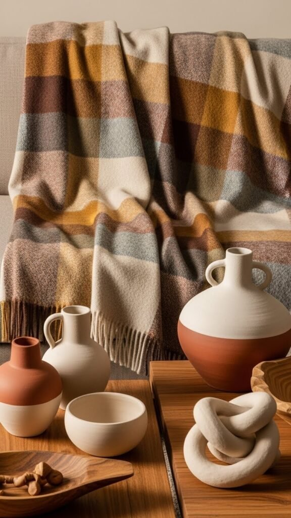 Earth-Tone Plaid for Rustic Living Rooms