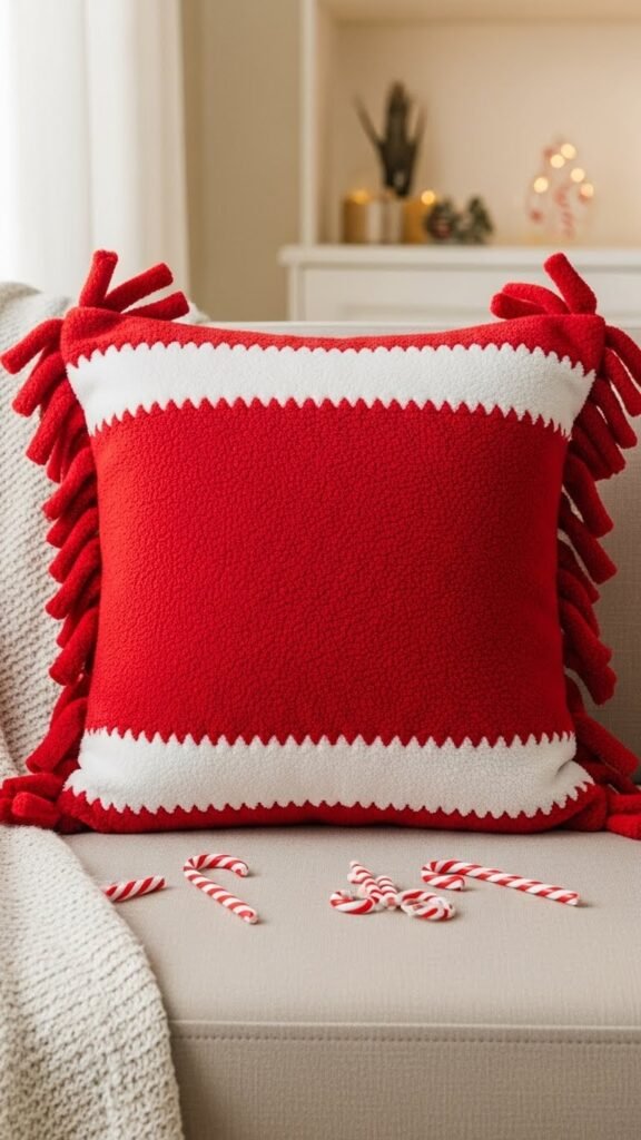 No-Sew Fleece Fringe Pillow