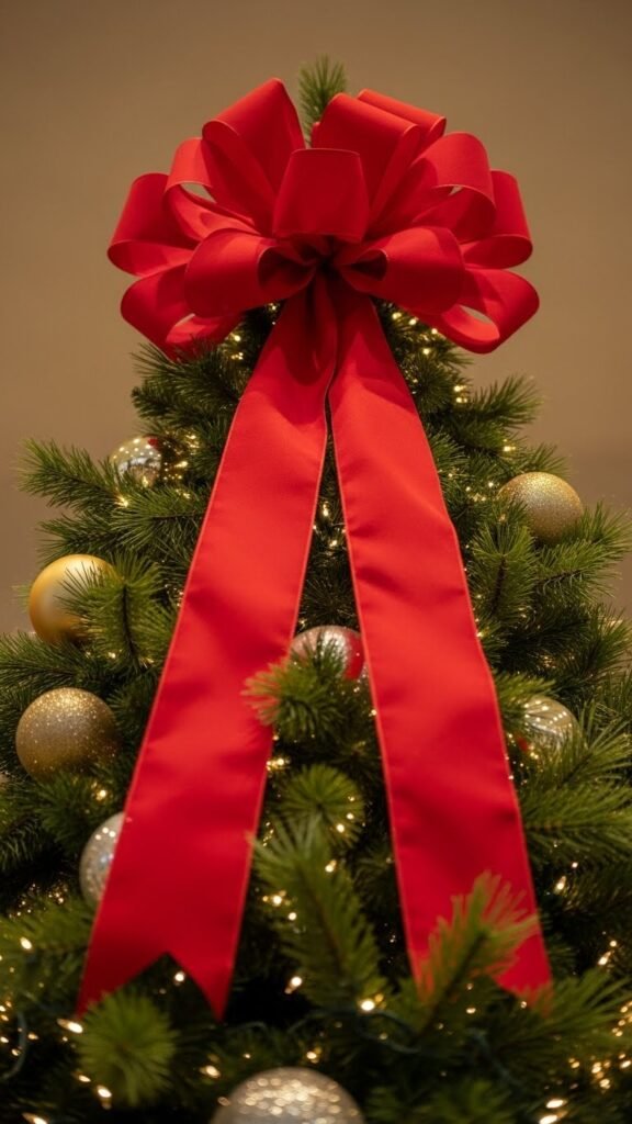 Thick Red Ribbon Tree Top Bow