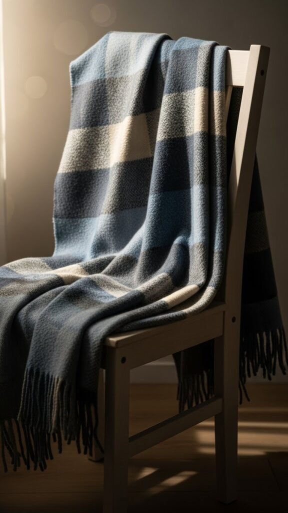 Muted Blue Plaid with Cabin Calm