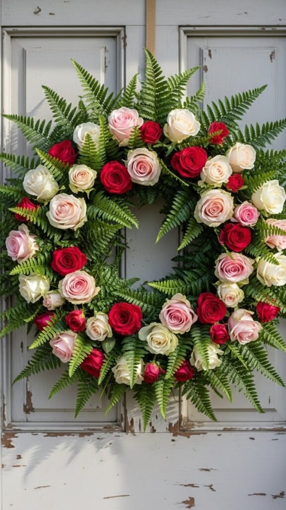 Rose and Fern Door Wreath