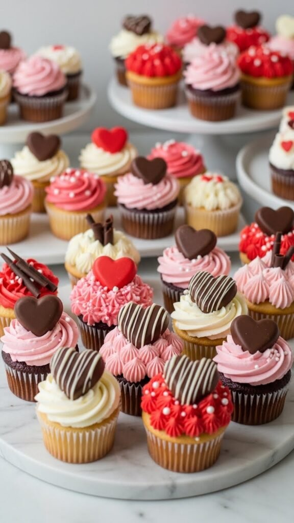 Chocolate Heart Topped Cupcakes