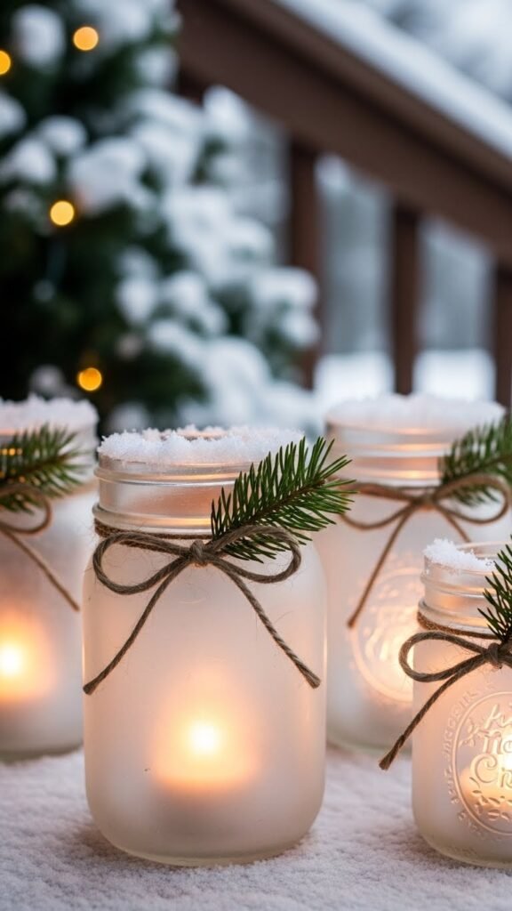 DIY Snowy Mason Jars