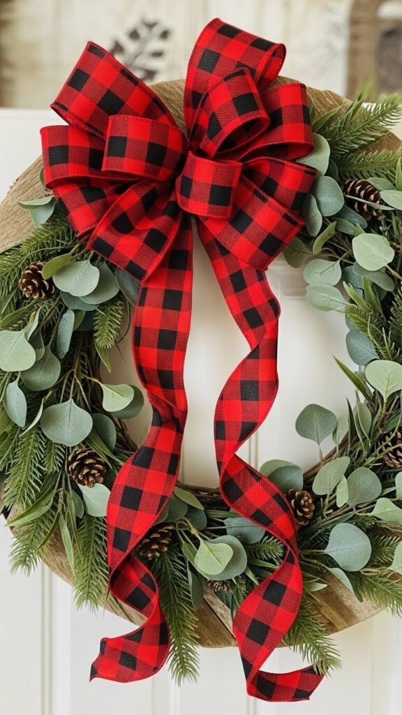 Red Plaid Farmhouse Bow