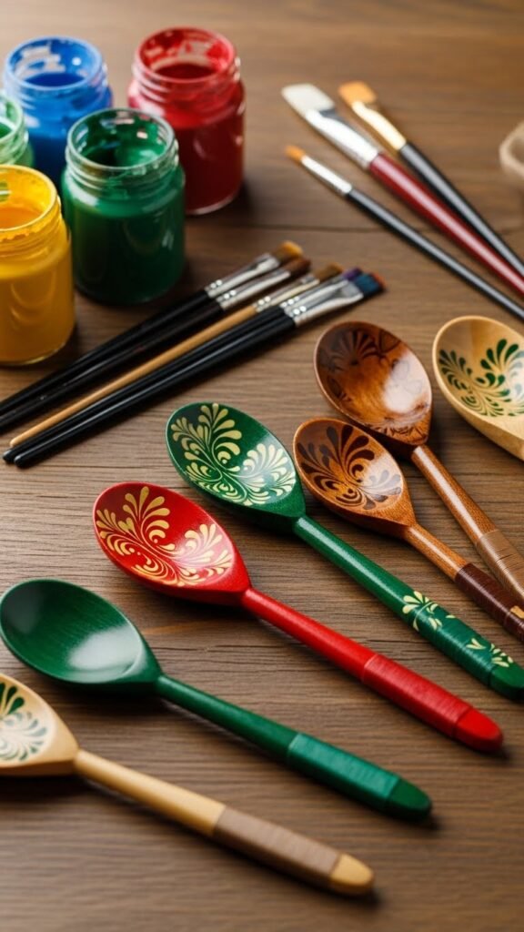  Painted Wooden Spoons
