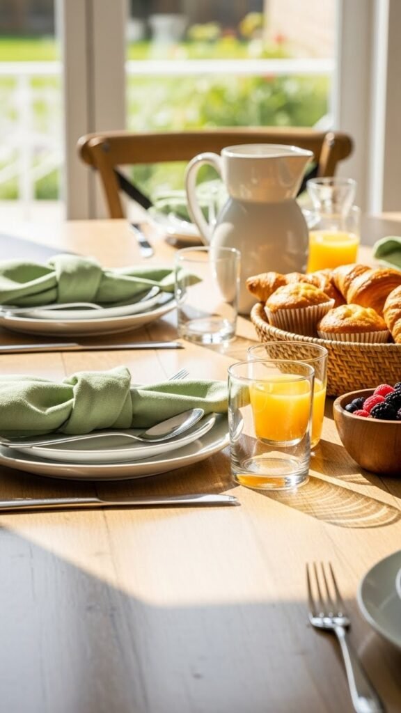 Soft Green Napkins For Brunch Tables