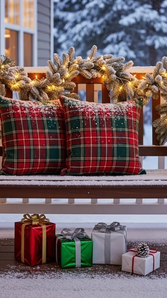 Christmas Porch Bench Styling