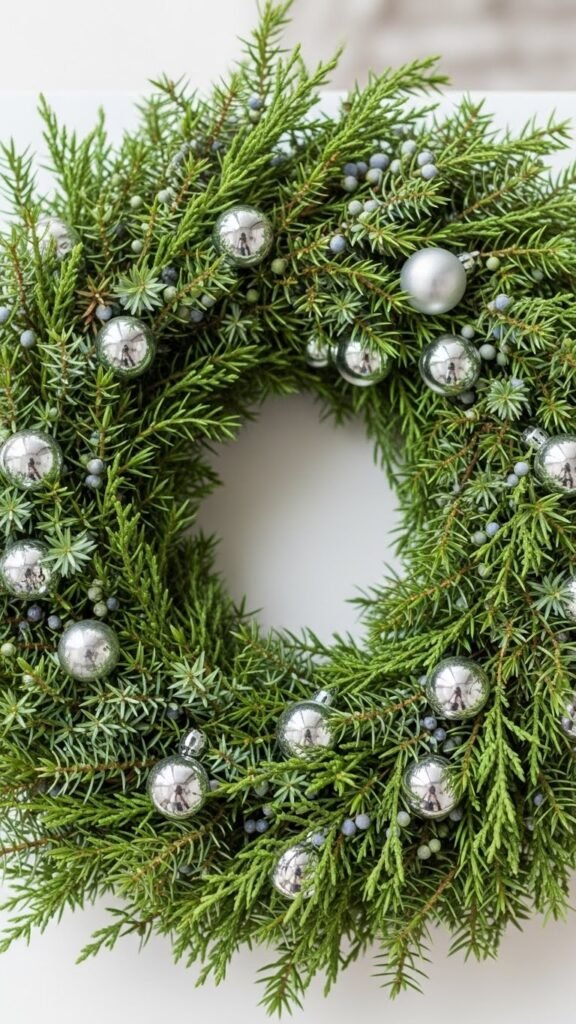 Juniper and Silver Ornament Wreath