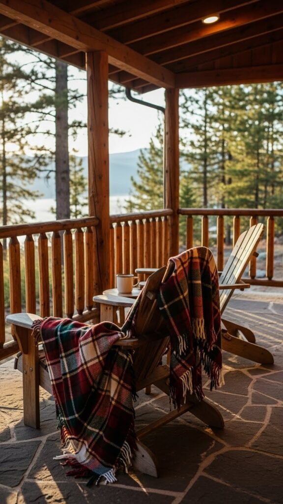Plaid Blanket for Porch Seating