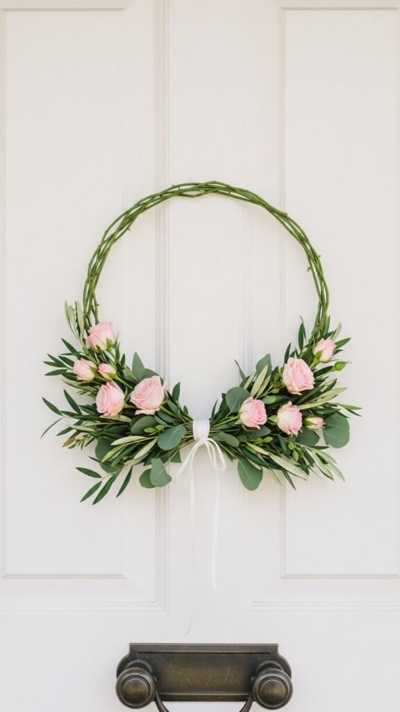 Simple Rose Ring With Greenery Tie