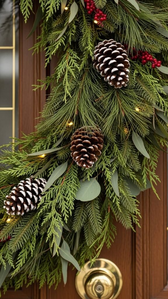 Door-Framing Garland With Pinecones