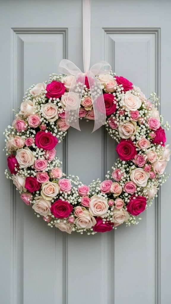 Rose and Baby’s Breath Wreath
