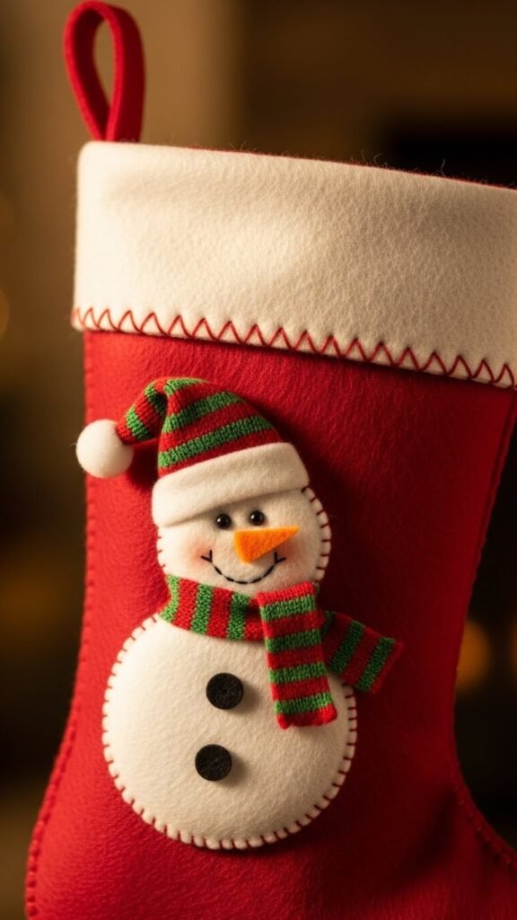 Snowman Felt Appliqué Stocking