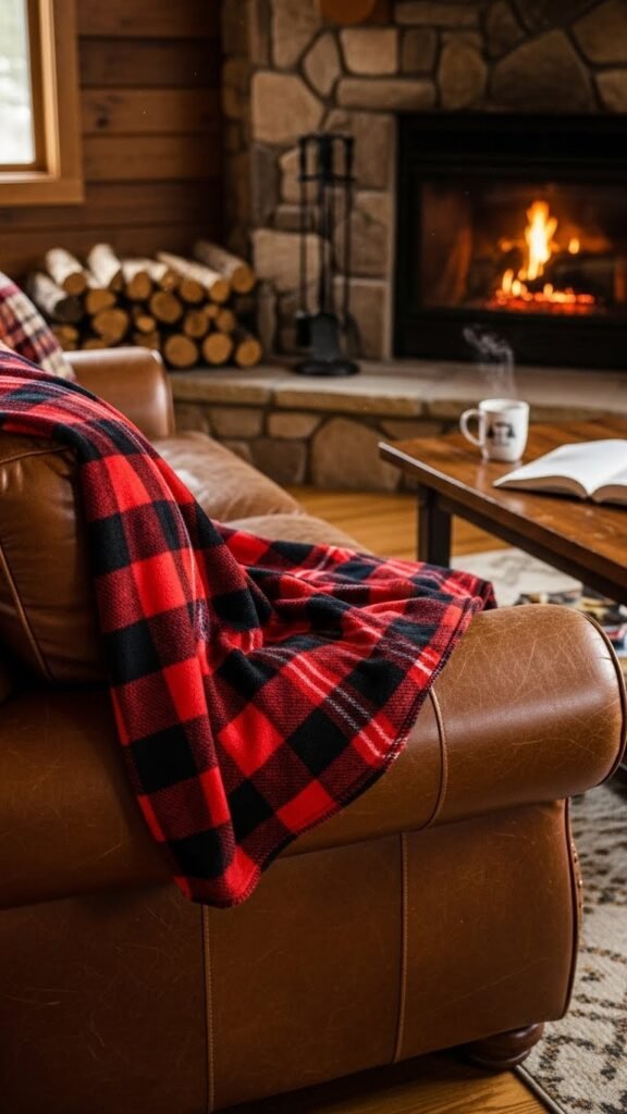 Cabin Plaid with Leather Furniture