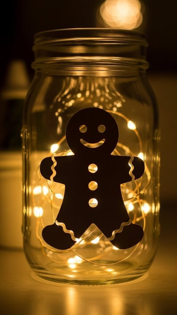 Gingerbread Man Glow Jar