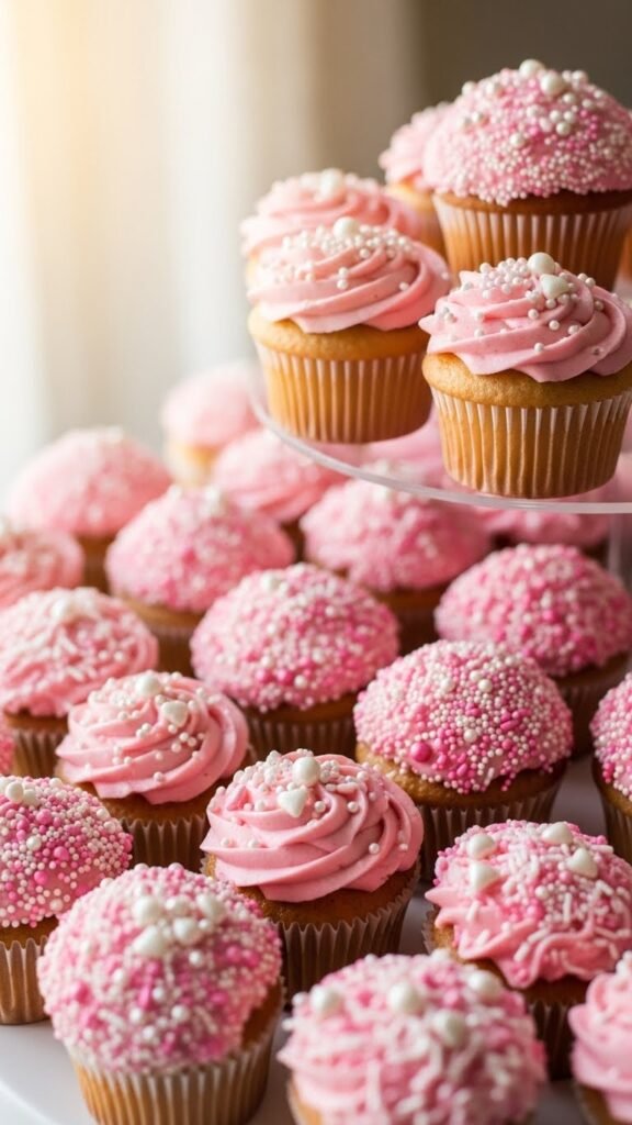 Pink Sugar Sprinkle Cupcakes