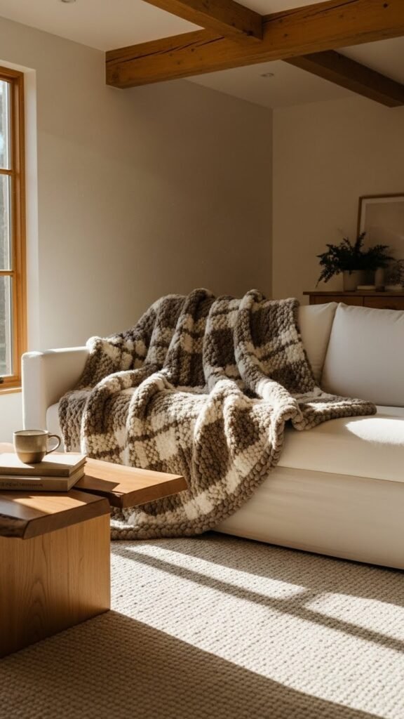 Neutral Taupe Plaid for Calm Spaces