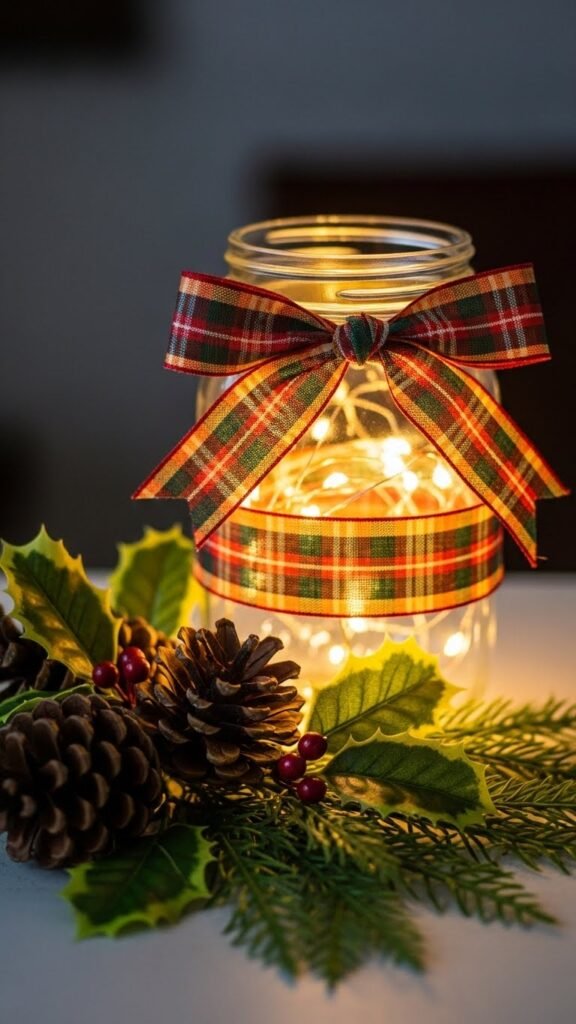 Rustic Ribbon Lantern Jar