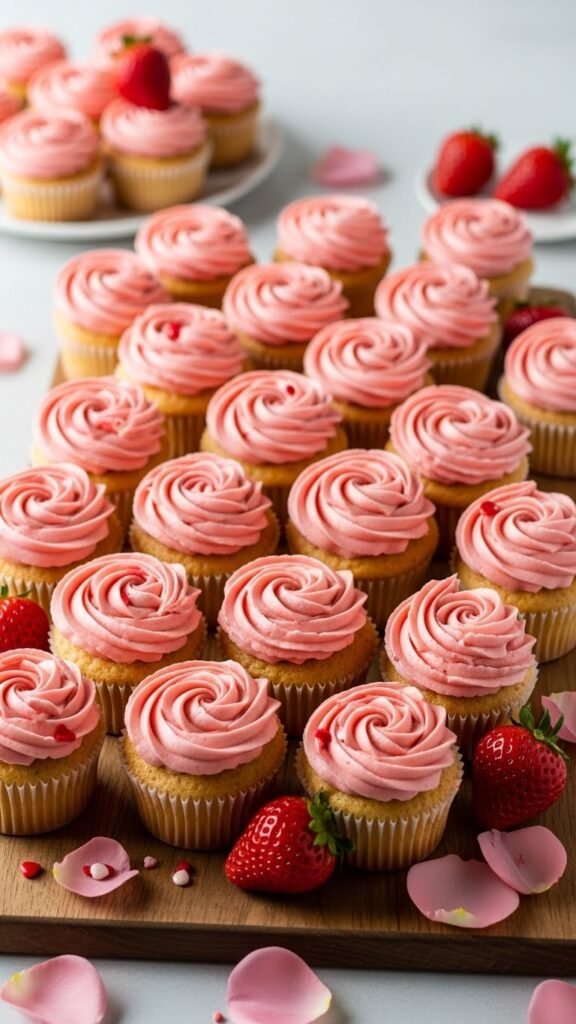 Strawberry Swirl Frosted Cupcakes