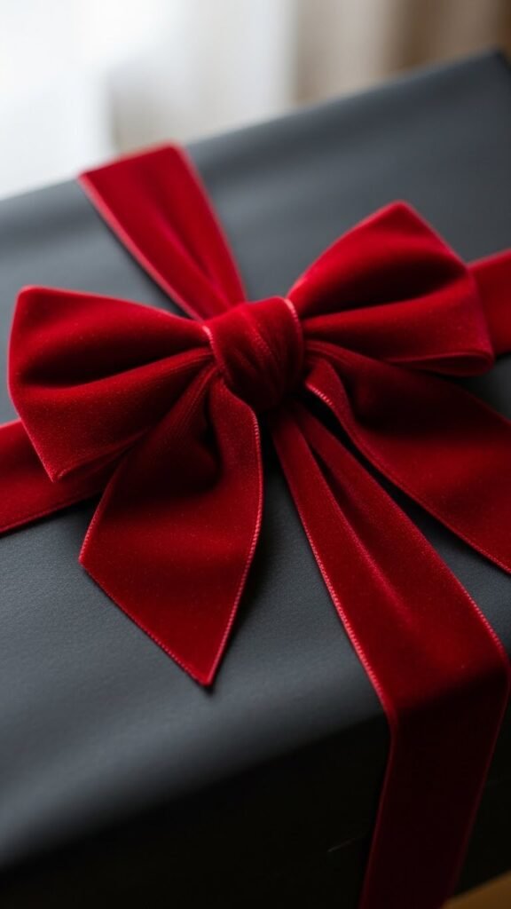 Velvet Bow on Matte Black Paper