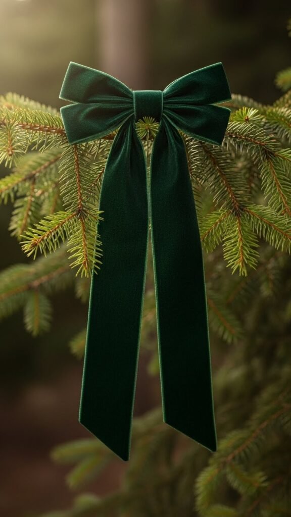 Velvet Ribbon Bow With Tail Ends