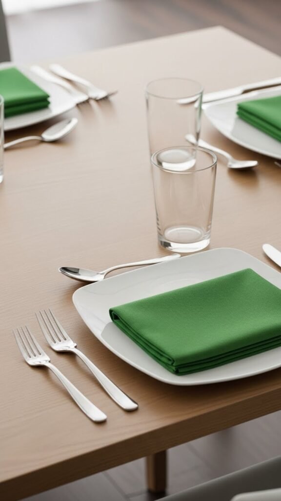 Green Napkins For Minimalist Tables