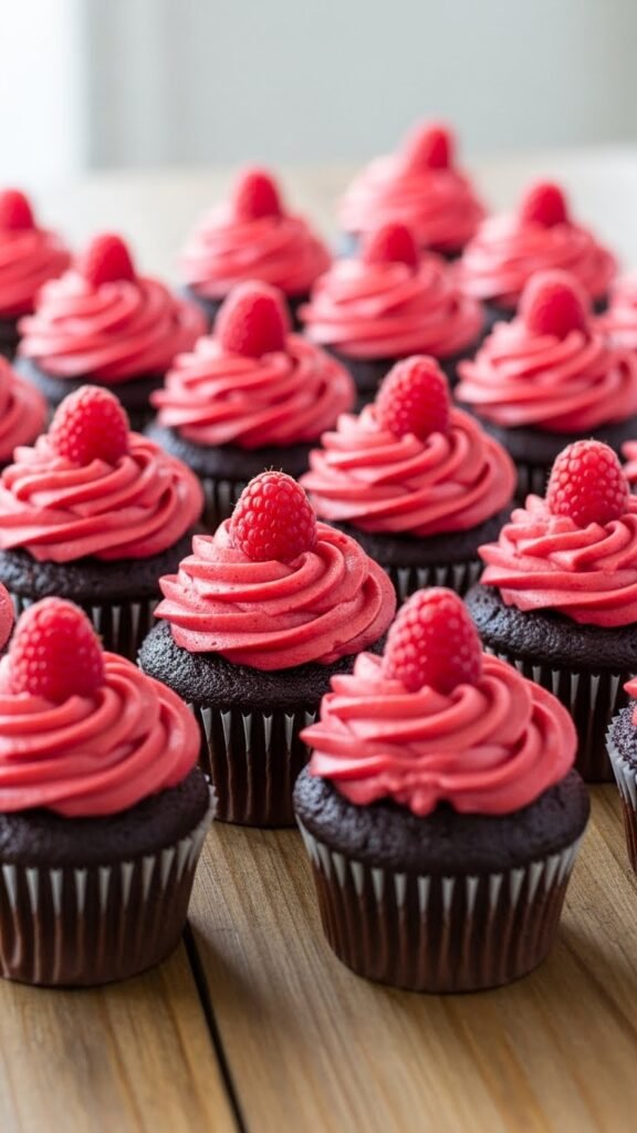 Chocolate Raspberry Swirl Cupcakes