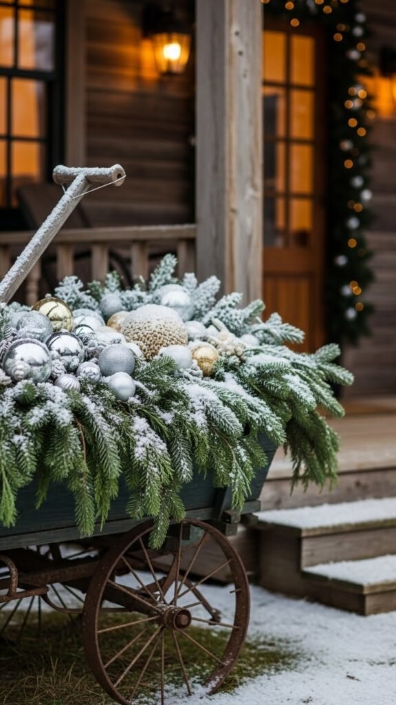  DIY Snow-Dusted Wagon Display