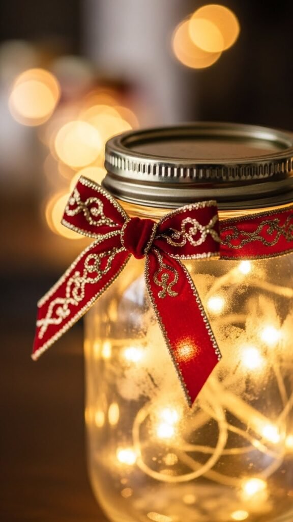 Ribbon–Trim Glow Jar