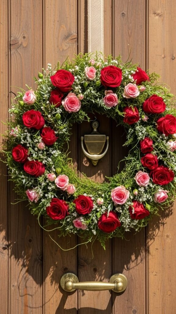 Rose and Moss Door Wreath