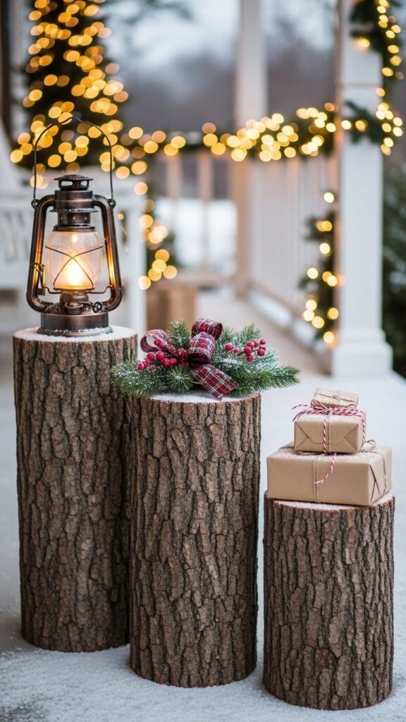  Snowy Porch Tree Stumps