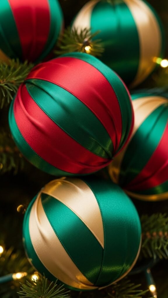 Ribbon-Wrapped Sphere Ornaments