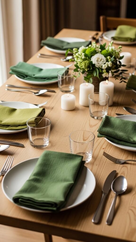 Mixed Green Napkins For Relaxed Gatherings