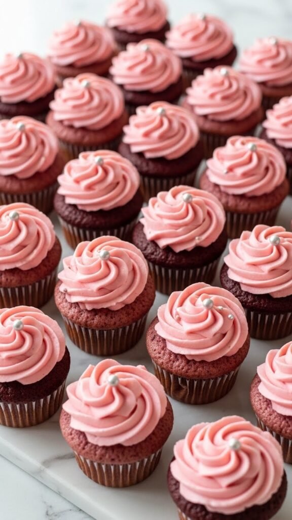 Pink Cocoa Marble Cupcakes