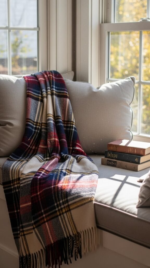 Plaid Blanket on Window Seats
