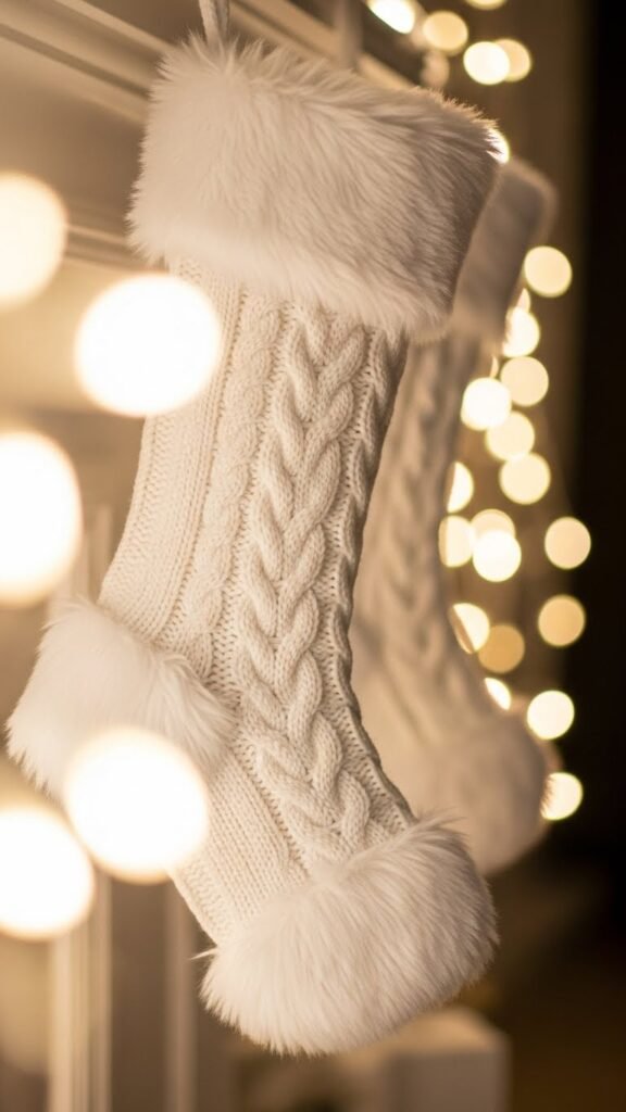 White Cable-Knit With Faux Fur Toes