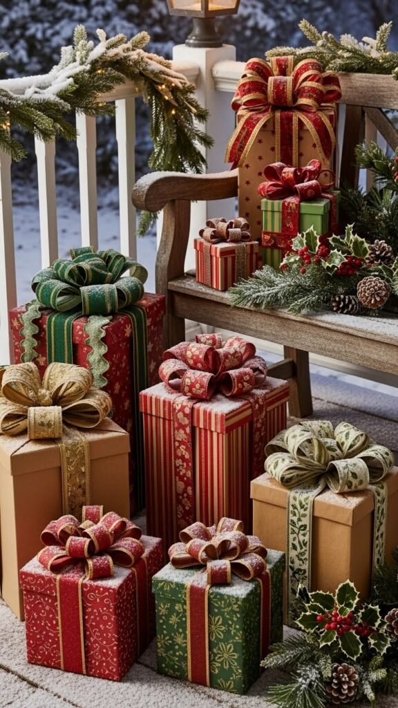Wrapped Porch Gift Boxes