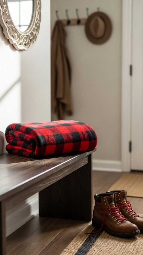 Plaid Blanket for Entry Benches