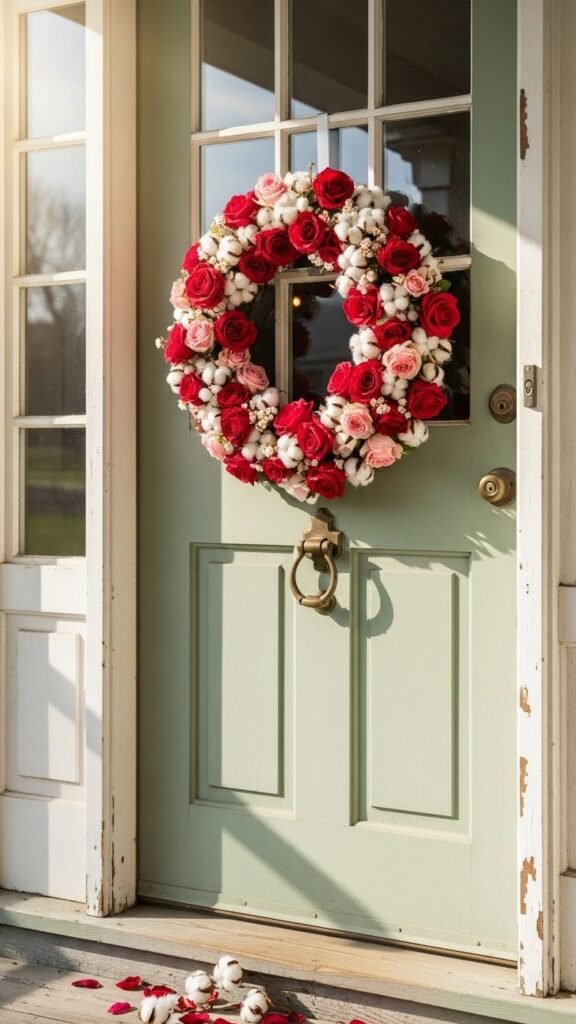 Rose and Cotton Stem Wreath