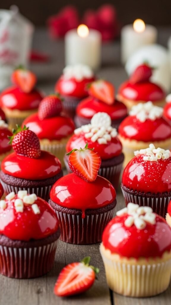 Strawberry Glaze Shine Cupcakes